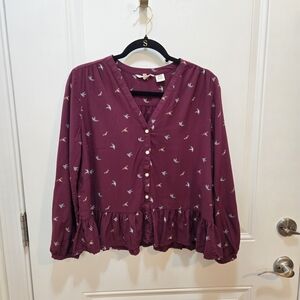 Levi's Plum Button-Up Blouse
